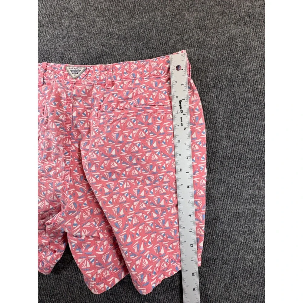 Columbia PFG Super Bonehead Pink Sailboat Print Short Womens 10 Nautical Coastal